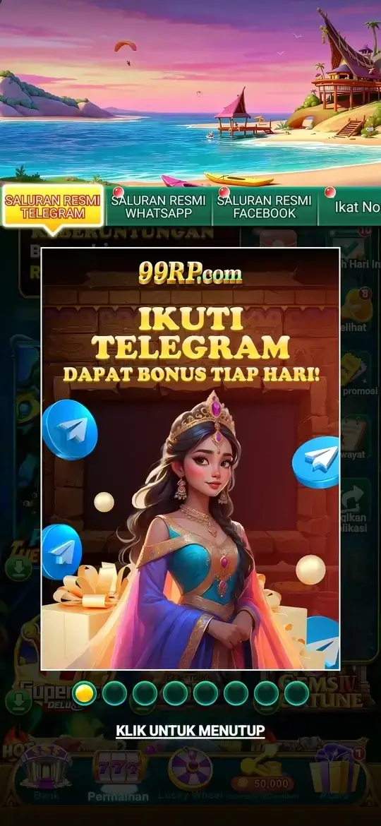 Tampilan utama aplikasi dengan bonus Telegram