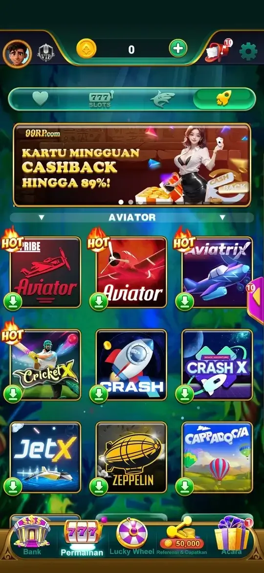 Daftar crash game Aviator di 99RP